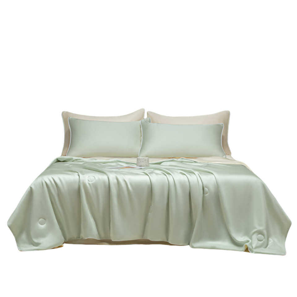 空调双拼纯色件套水洗可可丝被夏夏季四机被裸睡洗被子冰夏凉