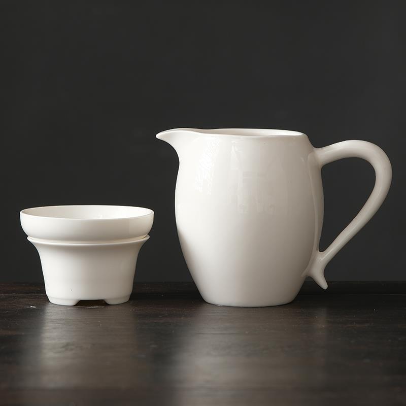 羊脂玉瓷特大号公道杯家用滤茶器一体泡茶公杯陶瓷匀杯茶海分茶器