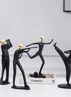 北欧风金色运动人物雕塑装饰现代简约家居电视酒柜摆设抽象工艺品
