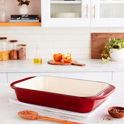 Cast Iron Roasting Lasagna Pan Rectangular Roaster Cooking