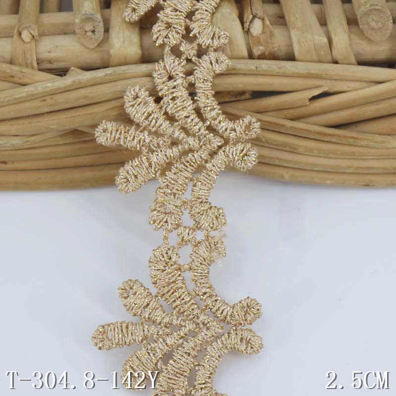 唐隆金色条码花纹涤光丝水溶花边 2.5cm装饰家纺蕾丝花边辅料DIY