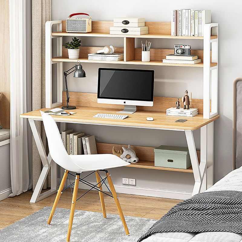 电脑台式桌书桌书架组合一体家用简约卧室学生建议办公写字桌