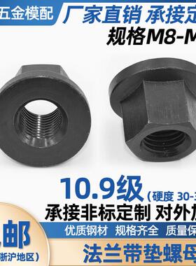 然然 10.9级高强度法兰螺母带垫模具压板螺帽M8M101216-m36细牙等