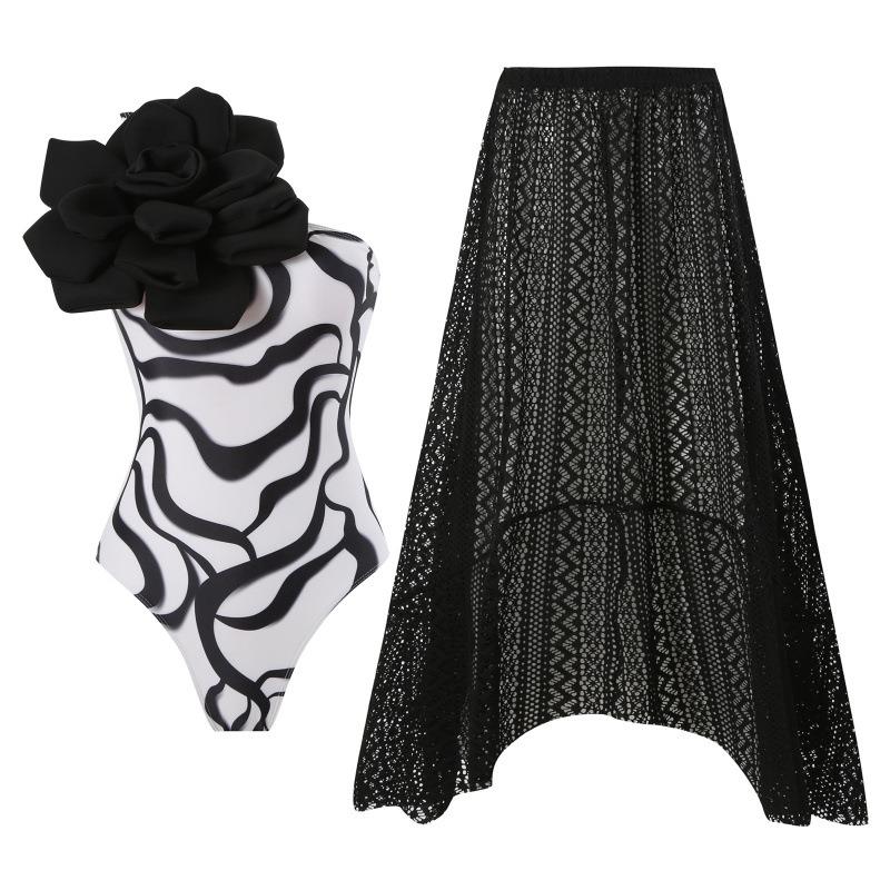 skirt long chiffon suit swimsuit flower large tight-fitting