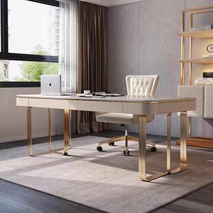 岩板台面书桌设计师款 咨询 办公桌轻奢电脑桌现代简约美容医美咨