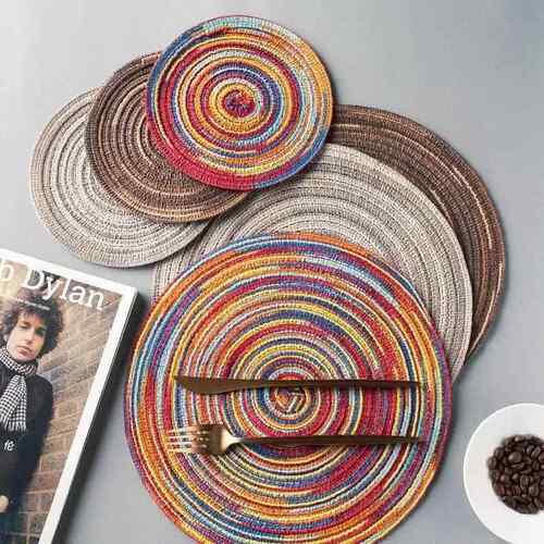 Round Placemat Table Woven Vinyl Individual Placemats for Ta