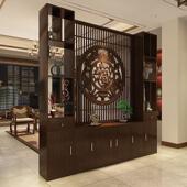 新中式 实木屏风隔断客厅挡电视背景墙进门户遮家用镂空柜置入985