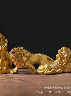 新中式霸气雄狮子树脂雕塑怒吼狮电视机柜餐厅办公室客厅玄关摆件