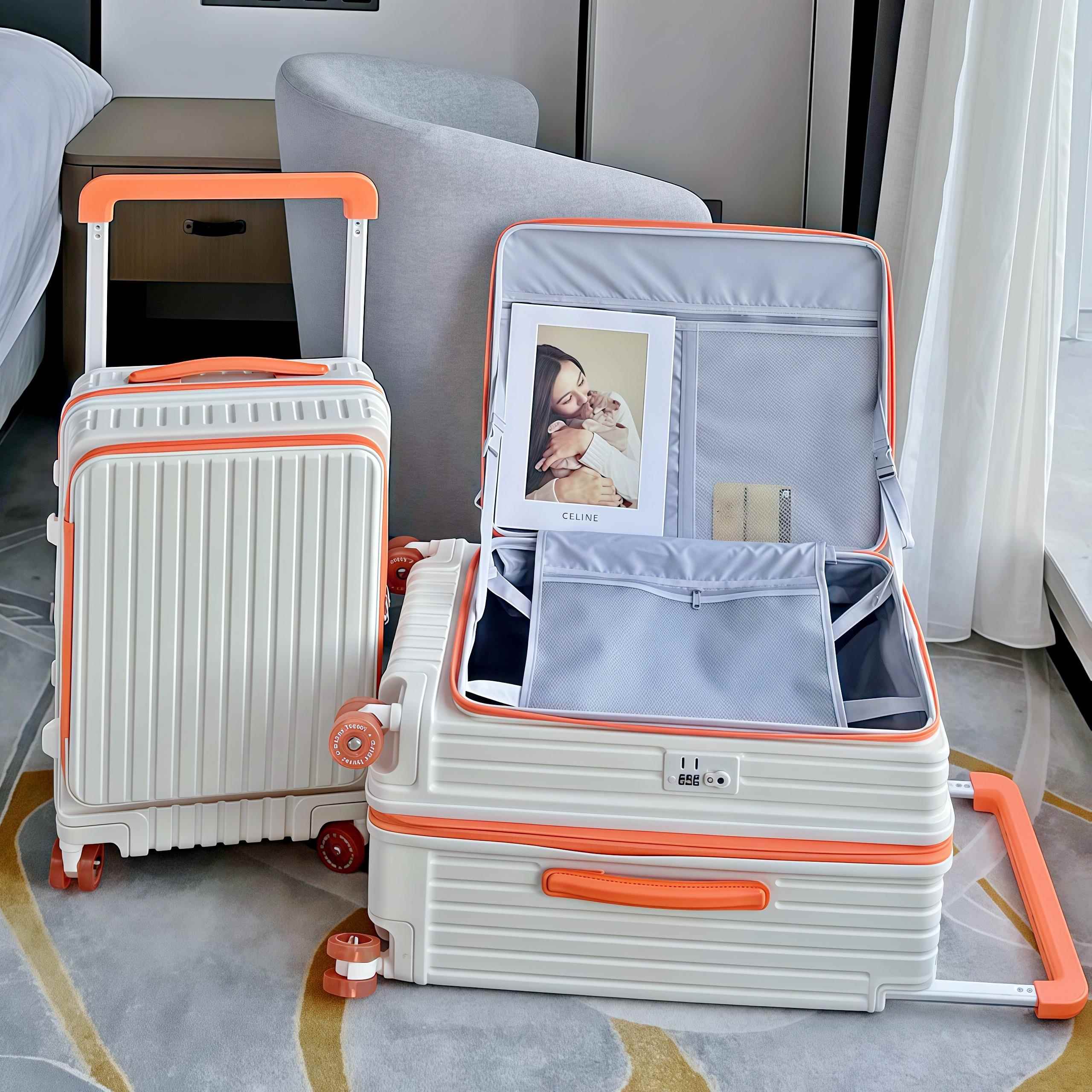 高档款侧开 盖宽拉杆行李量箱大容深仓旅行新箱女2寸可登机PC0拉