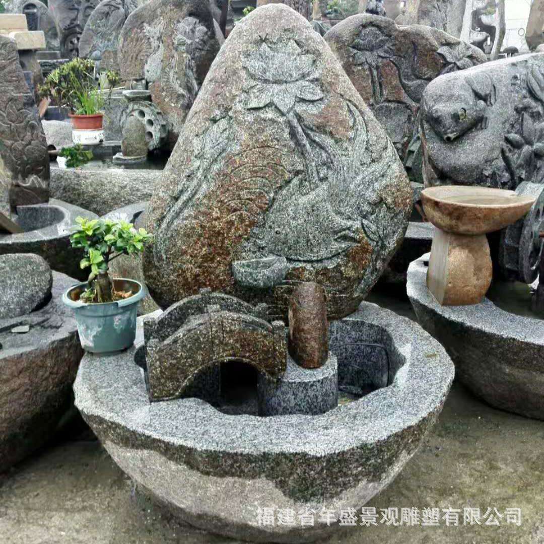 福建厂家自然石流水雕刻 小桥流水喷泉 家居别墅室内外装饰摆件