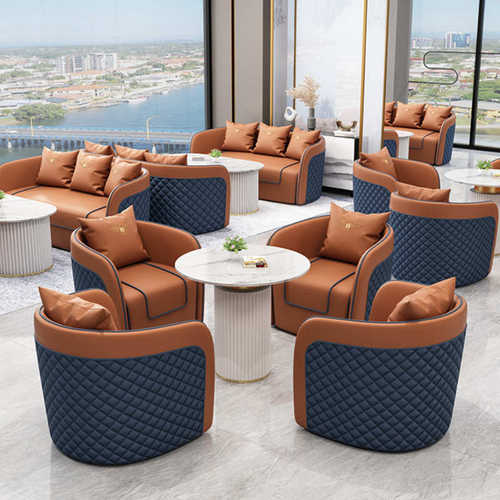 北欧售楼处接待桌椅现代休闲会客沙发小圆桌组合简约商务洽谈沙发