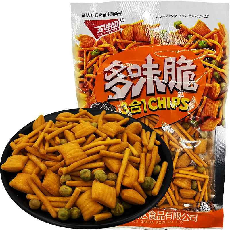 五味园多味脆薯条PK脆青豆小方角虾条三合一油炸型膨化零食品包邮