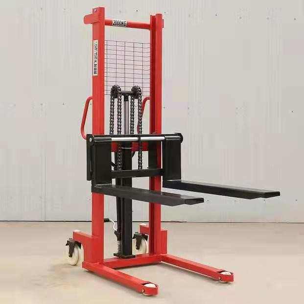手动液压C型钢堆高车1吨2吨半电动升降搬运车手推小型升高堆垛车