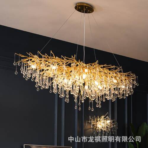 后现代轻奢法式水晶灯简约餐厅创意客厅灯奢华树枝水滴水晶吊灯
