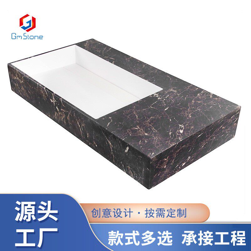 花纹洗手盆异形人造石台上盆精装酒店公寓工程洗面盆立柱盆