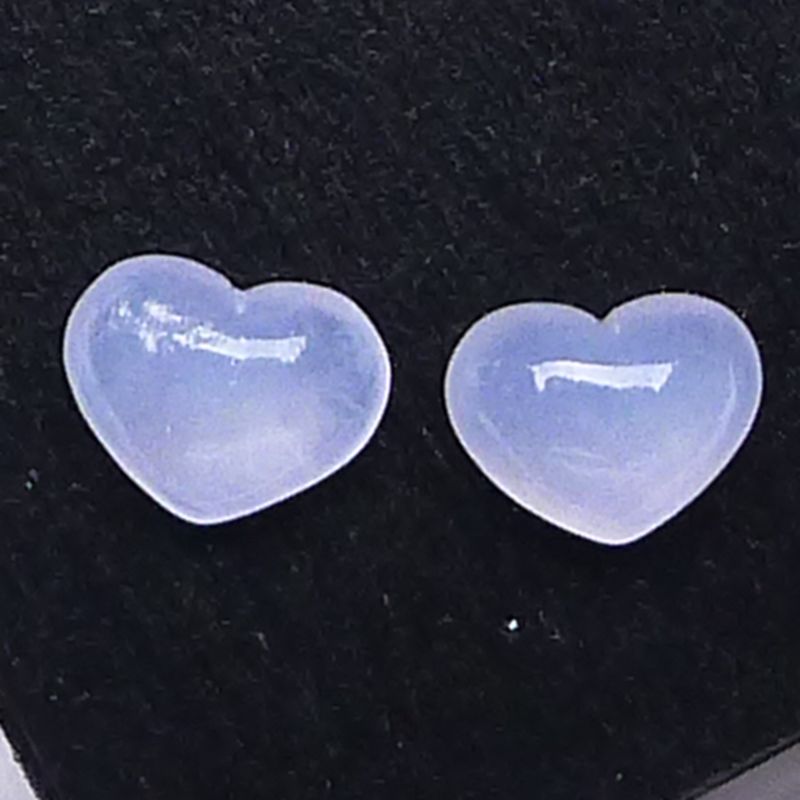 翡翠心形戒面蛋面缅甸正品天然A货老坑淡紫桃心镶嵌件一对0.20g
