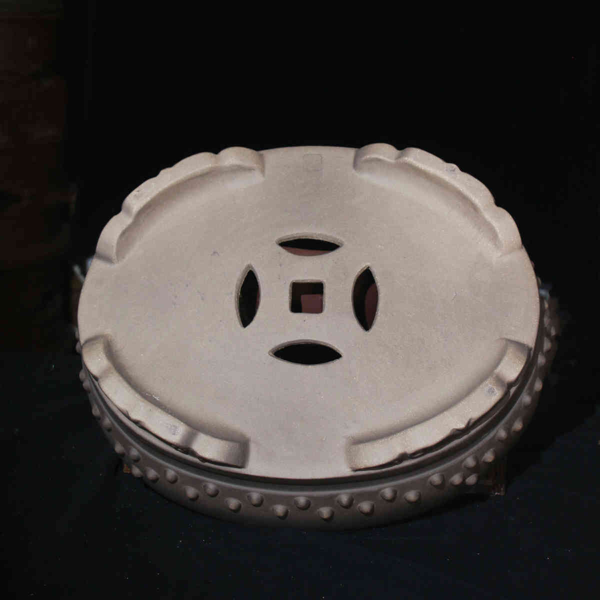 宜兴紫砂盆景花盆原矿青灰泥手工制作精品椭圆形鼓丁盆大号盆栽