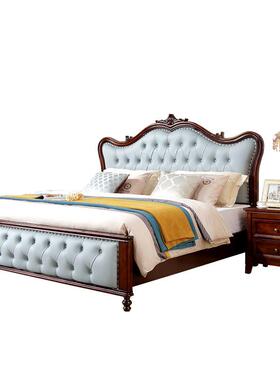 雕美式木床1.8939#现米软包花主卧双人床代简约轻奢高实箱储物橡