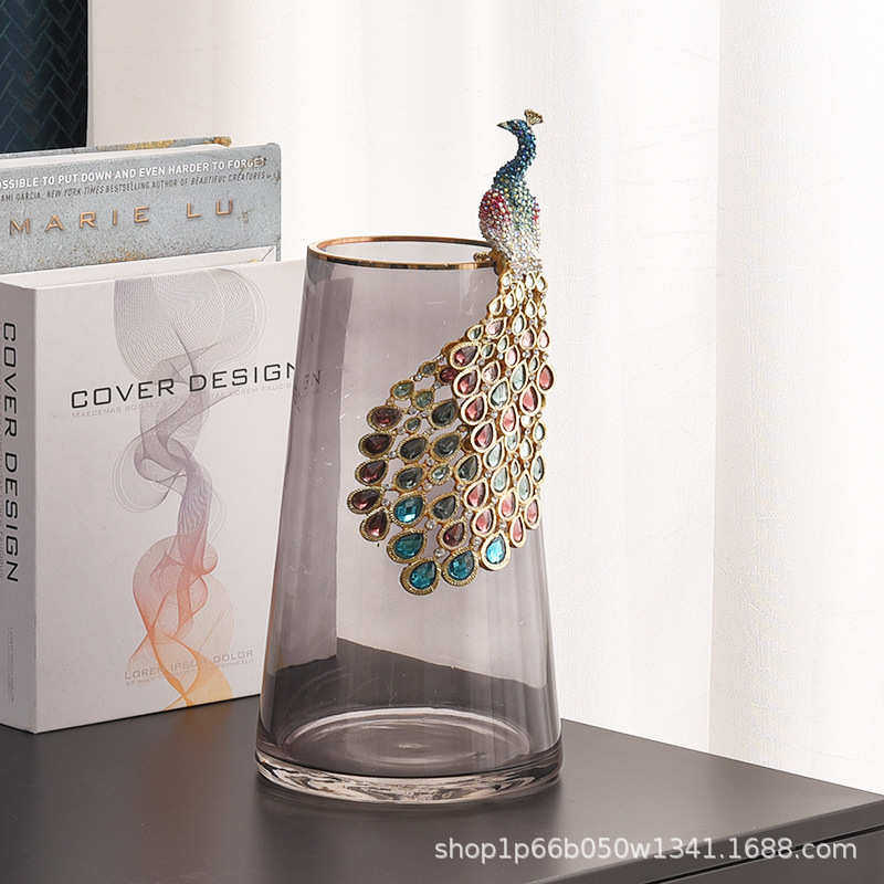 孔雀花瓶摆件酒柜玄关饰品客厅插花家居摆设轻奢餐桌装饰品创意,家居饰品,花瓶,淘宝优惠券,粉丝福利购,淘宝优惠卷