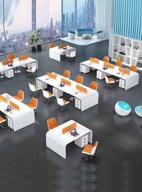 白色烤漆员办公桌现代简约人公位屏4风办工NUG桌办室家具6职人位