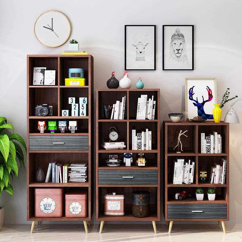 书架落地家用书柜简易置物架自由组装简约日式客厅小书架