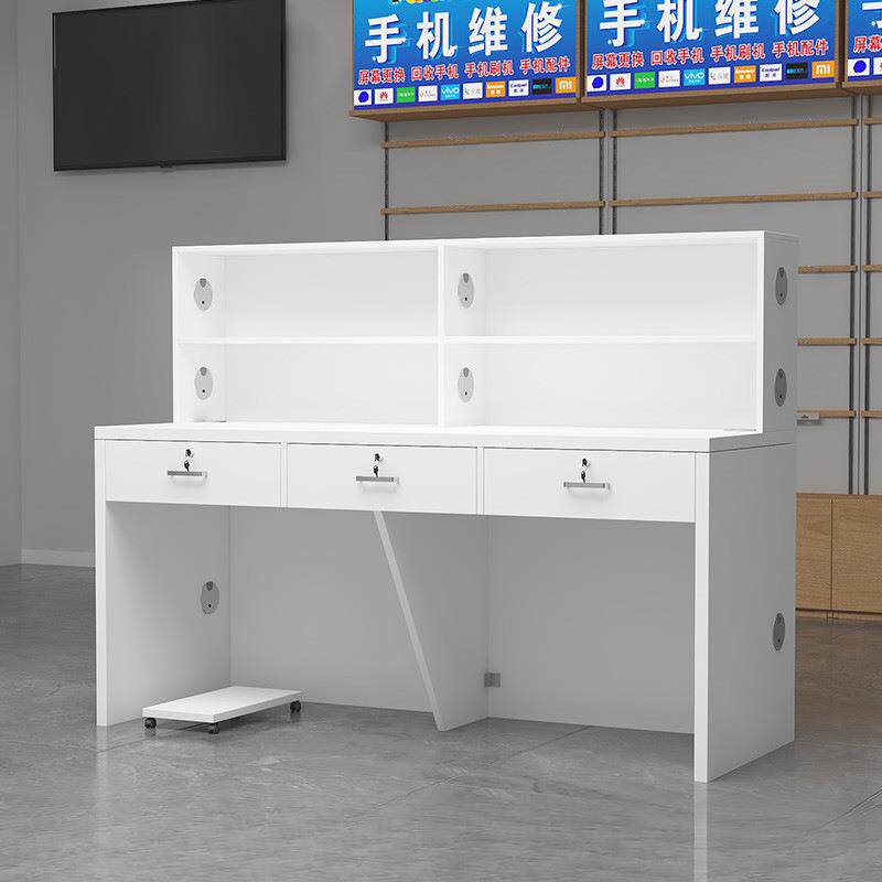 h^J工作台木制新款手机维修台店铺柜台接待桌收银台吧台桌子前台