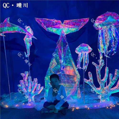 夏季天日发光海洋馆动物主题装饰道具游乐园景区DP点落地美陈布置