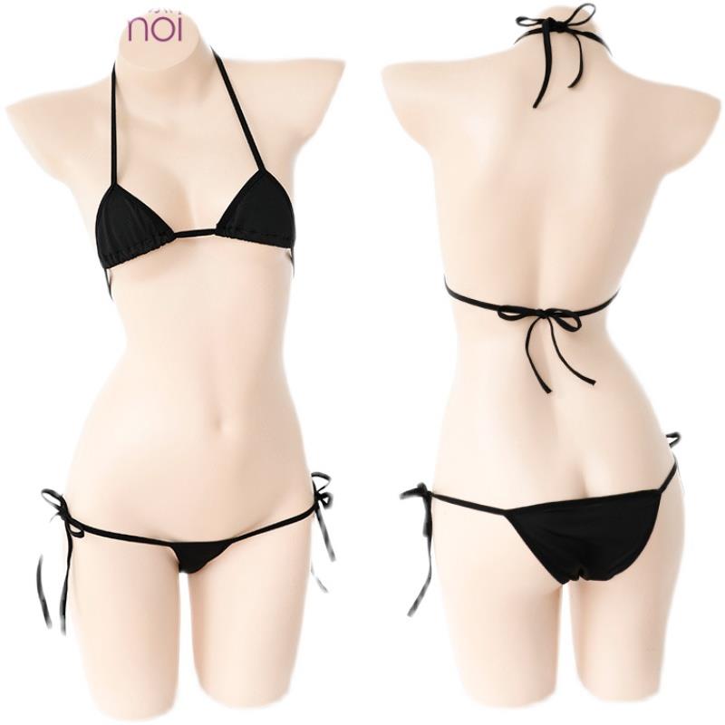 文胸三点式系带比基尼套装日系少女内衣绑带睡衣三角泳装内裤大码