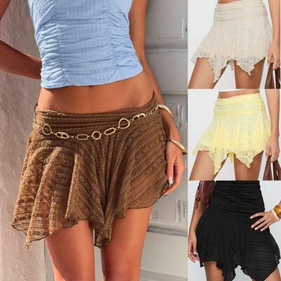 Women's Plain Asymmetrical Hem Skirt, Casual Short Skirt for