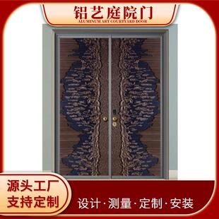 浮雕门板压花真空铸铝防爆门板铝合金家用门子母门对开门