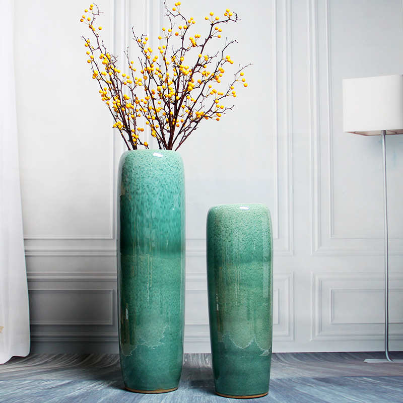 落地陶瓷大花瓶景德镇现代简约家居客厅插花摆件欧式酒店装饰花器