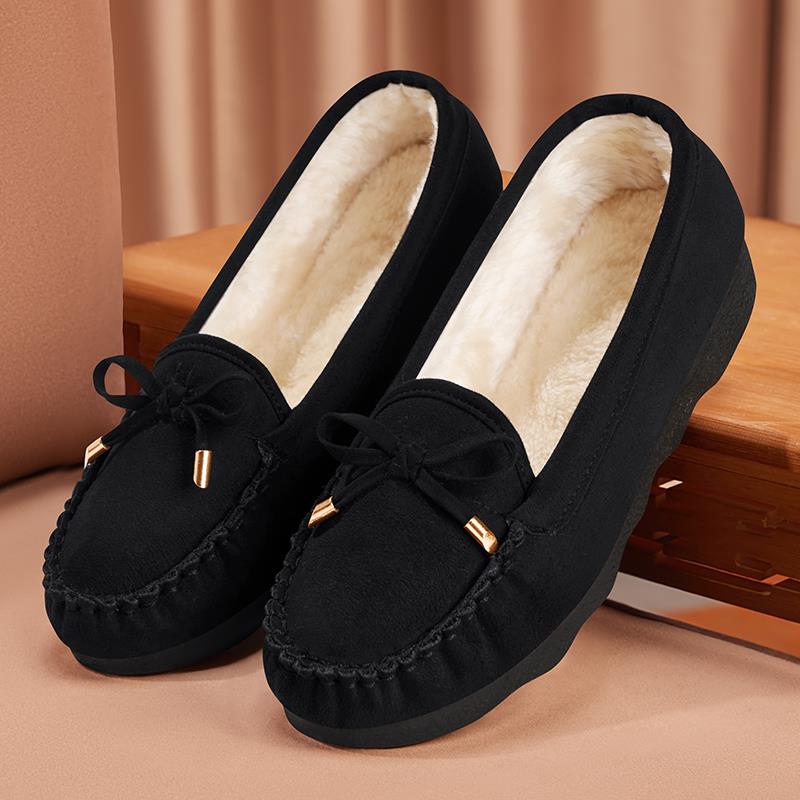 正品老北冬京布0鞋女季一脚蹬加绒保暖鞋22豆5妈妈二棉新款工作豆