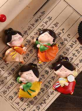 唐小糖摇头冰箱贴墙壁贴树脂工艺品中式唐风西安礼品纪念品唐仕女