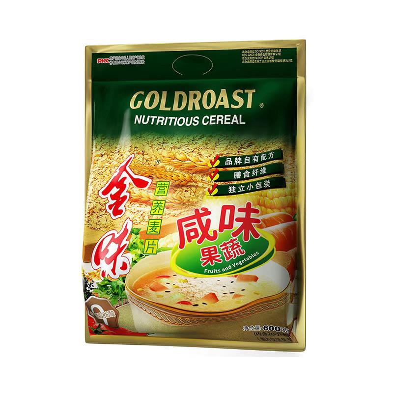 新日期金味咸味果蔬麦片原味麦片600g独立包装冲泡即食咸味原味燕