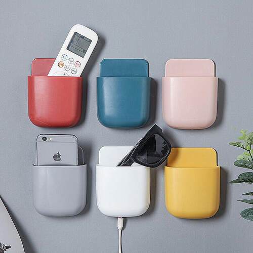 Wall-mounted remote control storage box with traceless adhes
