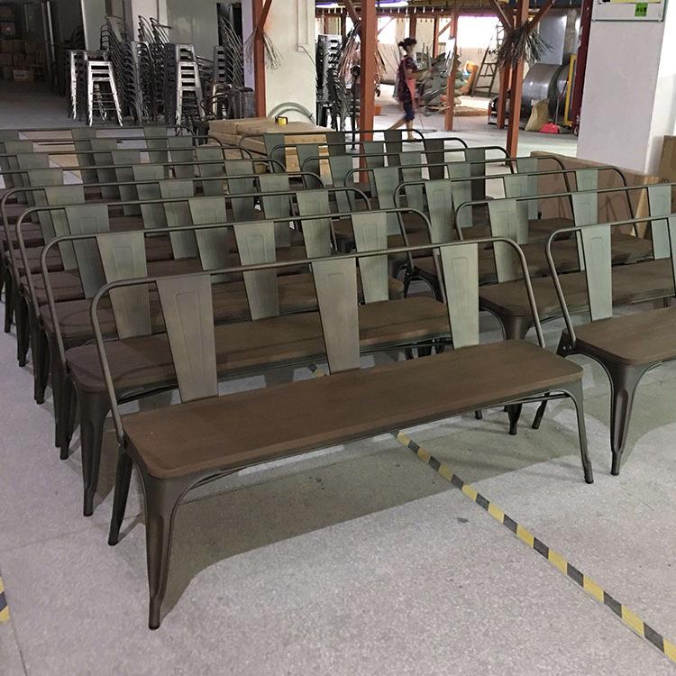 卧铁艺阳长餐椅简约工业风卡座沙发美艺式TS3503-1铁仿皮休闲椅台