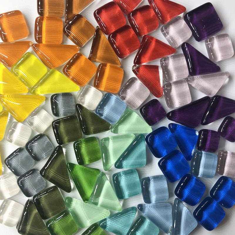 新款直销水晶马赛克自由石DIY瓷砖手工材料不规则异形碎石彩色玻