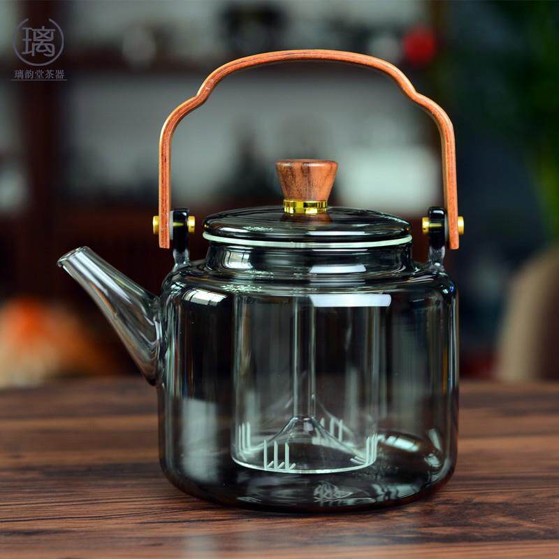 围炉煮茶提梁壶透黑玻璃烧水泡茶壶电陶炉煮茶器炭火炉蒸煮一体壶