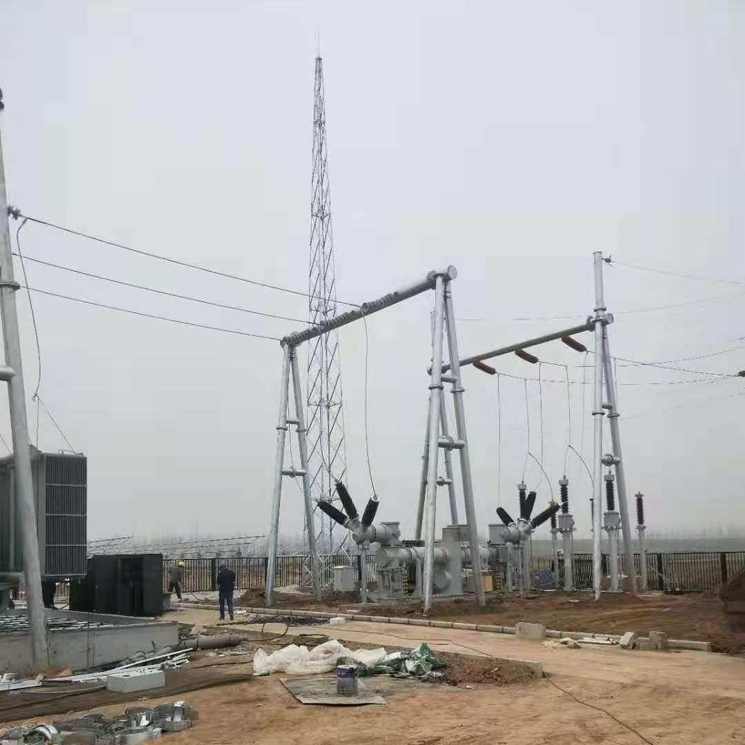 变电站架构升压站龙门架实体工厂制作安装构架避雷针设备支架