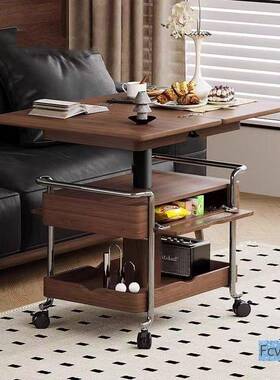 焦糖色中动古小车客厅两用可移移折叠可动小推桌推可升降10101771
