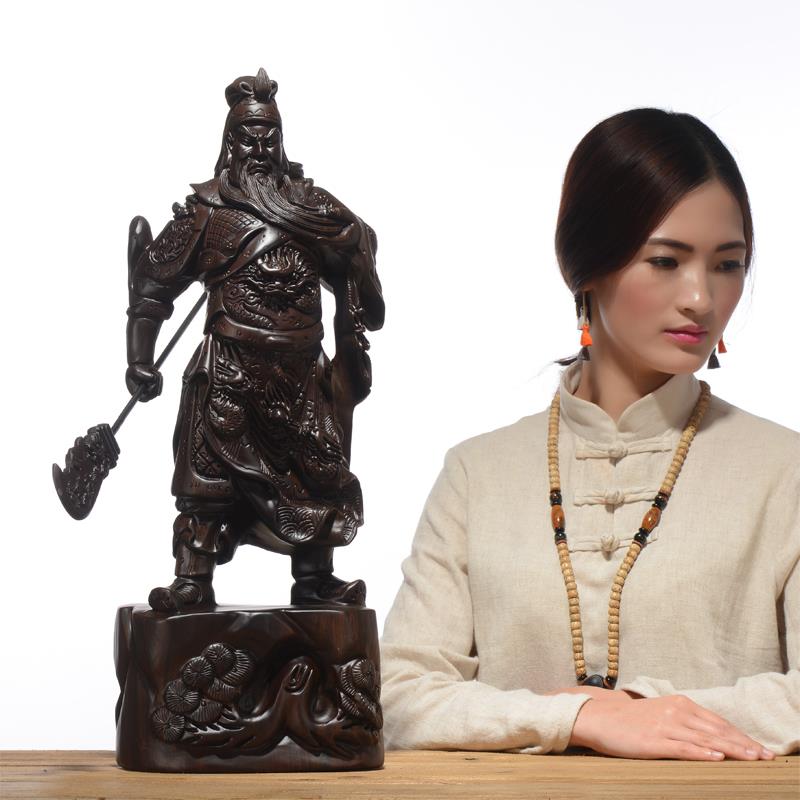 正品红黑檀木雕关公摆件客实神木质武财关二爷神像供奉木雕刻工艺