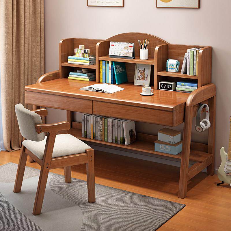 学习桌小学生书桌椅套装家用简约学霸课桌可升降全实木儿童书桌
