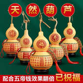 葫芦摆件天然特大葫芦五福带龙头门对门五帝钱玄关客厅真葫芦挂件