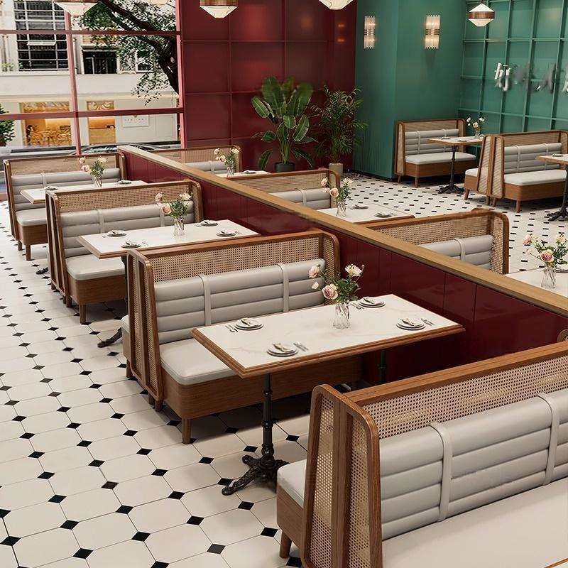 简约餐厅卡座桌椅 靠墙实木酒吧清吧奶茶店咖啡厅卡座西餐厅桌椅