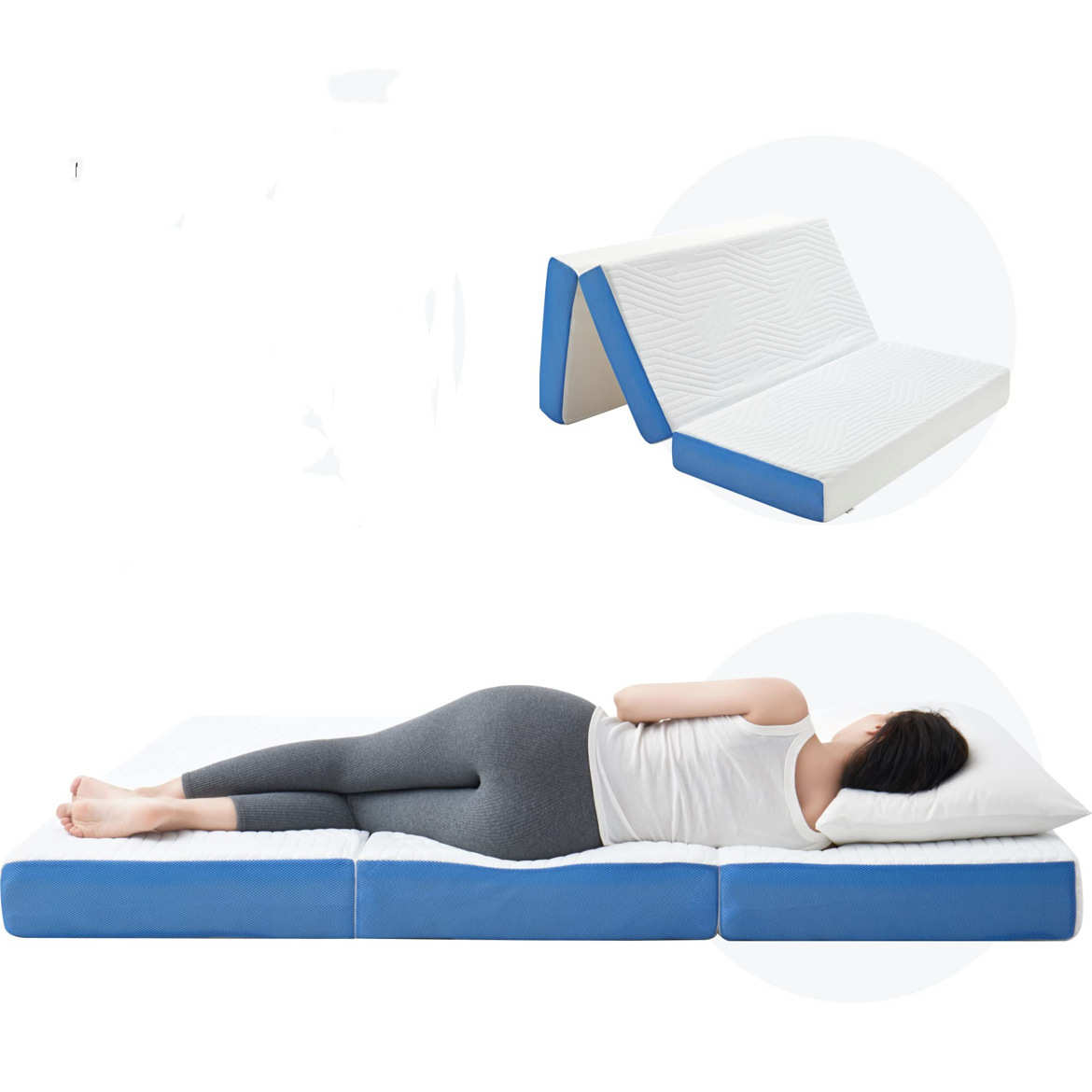 亚马逊跨境记忆棉床垫三折垫组合高弹记忆海绵垫子卧室折叠垫子