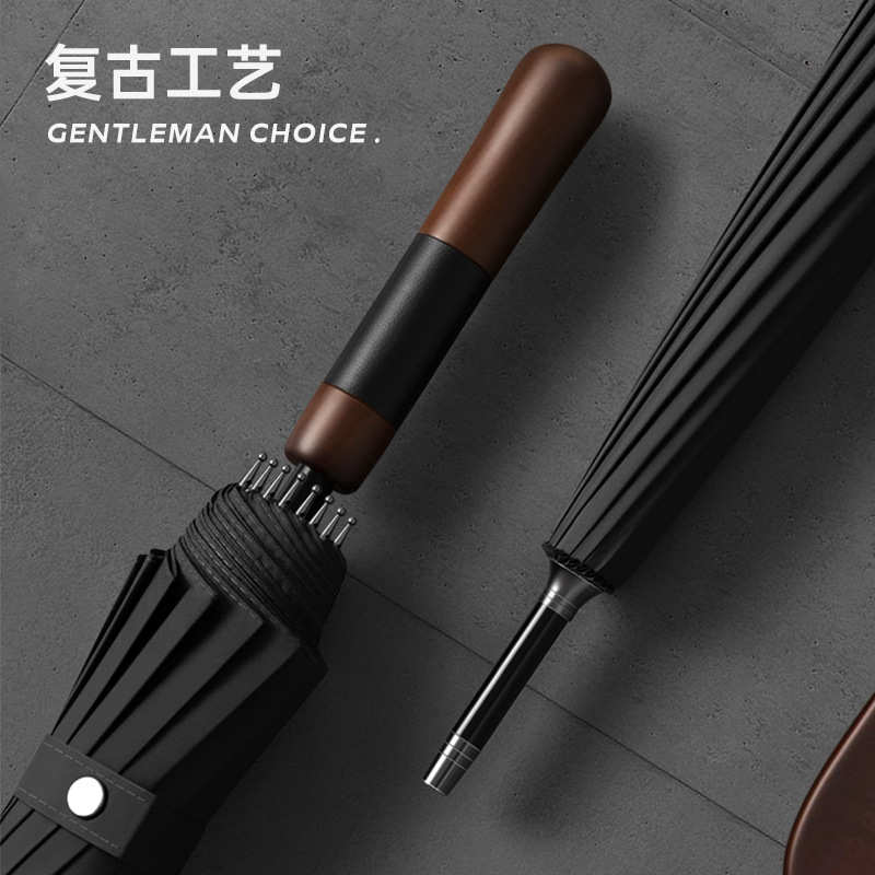 16伞实木广告男士骨伞高尔夫商务伞长柄直杆高端logo制作直柄