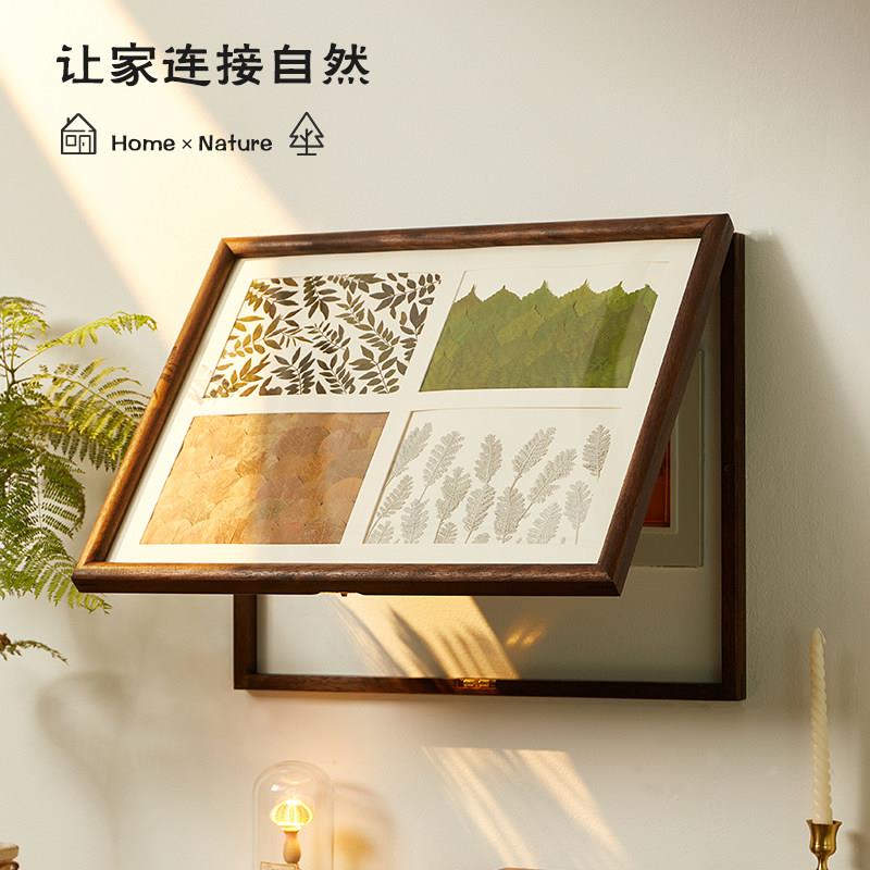 电表箱装饰画压花工艺免打孔遮挡箱客厅配电箱胡桃木四季植物画