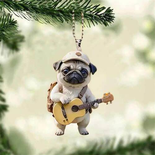 Dog Hanging Decoration Acrylic Pug Puppy Hanging Ornament fo