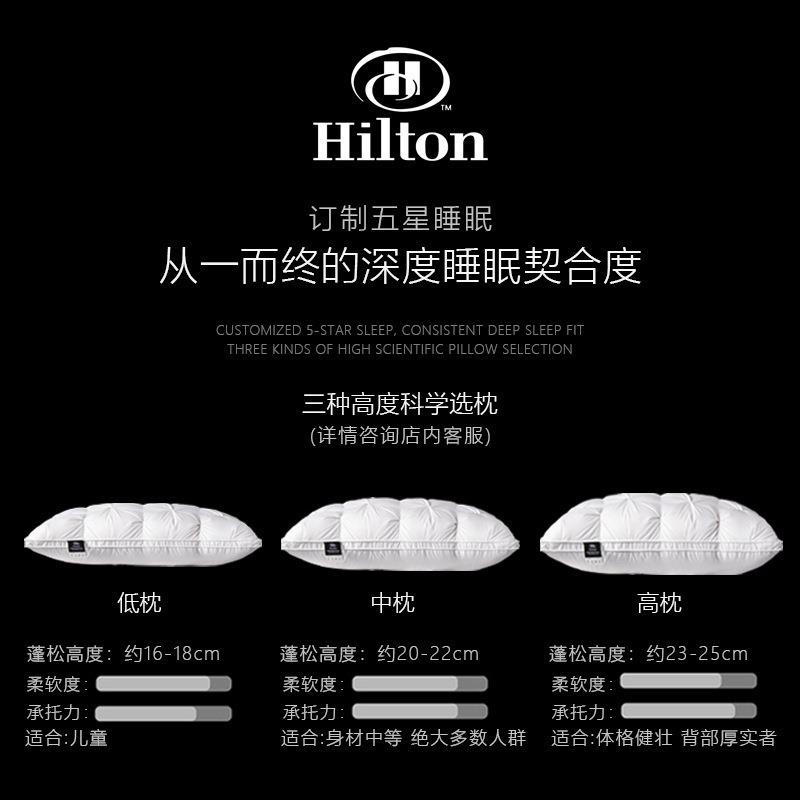 五星级酒店羽绒枕头全棉学生宿舍家用一对装护颈枕白鹅绒枕芯