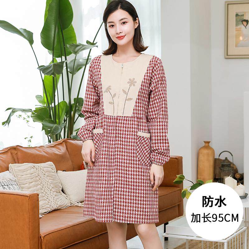 拉链围裙可爱日系带袖家用厨房长袖罩衣大人加长工作服防水防油女,家庭/个人清洁工具,围裙,淘宝优惠券,粉丝福利购,淘宝优惠卷